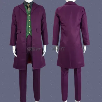 1:1 Halloween mens Film Vitez Joker Kostum Heath Ledger Cosplay Obleko Vijolične barve Suknjič Celoti določa