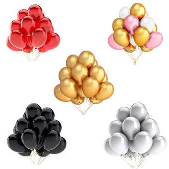 10 Pack Rojstni Dan Poročni Dekoracijo, Napihljive Balone, Zlata, Bela, Črna, Roza Latex Baloni Otroci Baby Tuš Baloni