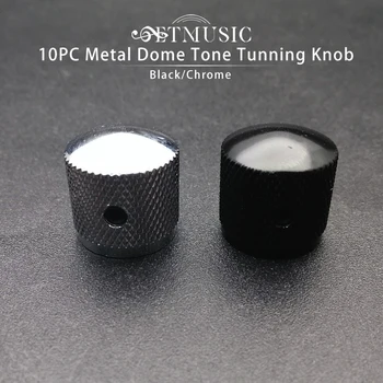 10PC metalno Ton Tunning Gumb z Šestrobi Vijaki Zaklepanje Gumbi za Nadzor Glasnosti za Električno Kitaro, Bas/Črna / Chrome