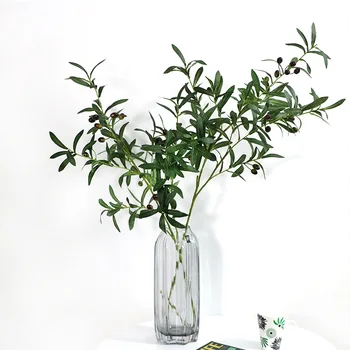 130 cm Umetna Veja Oljčnih Listov Olive Sadja Oljčno Vejo za Cvetlični Šopke Poroko Počitnice Zelenja Dekor