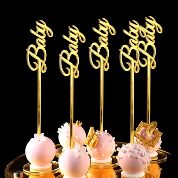 1pc Osebno Zlato Akril Cake Pop Palice po Meri Ime Lollipop Sladkarije Bife Zdravljenje svate Odlikovanja
