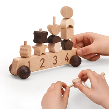 1set Montessori Nit Igrače, Lesene Avto Obliko Tekmo gradniki Izobraževalne Otroci Puzzle Igrače za Otroke, Fantje Dekleta Darila