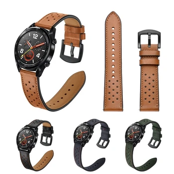 22 mm 20mmLeather trak Za Samsung Galaxy Watch 3/Huawei Watch GT2/Amazfit GTR Dihanje zapestnica trak Za Huawei Watch 3 band