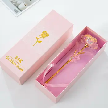 24k Zlata Folija Rose Cvet LED Svetlobna Galaxy Valentinovo Poročno darilo Lučka Dekor Darila Romantično Kristal Rose z BOX