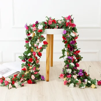 250 cm dolge umetne vrtnice cvetovi vinske trte jeseni trsa ozadje dekor svile ponaredek rattan garland za poroko doma hotel dekoracijo