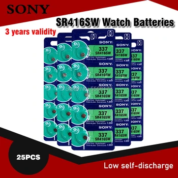 25pcs/veliko Sony Original 1.55 PROTI 337 SR416SW Srebro Oksidne Watch Baterije LR416 337 SR416SW Gumb gumbaste, ki NA JAPONSKEM, 0%Hg