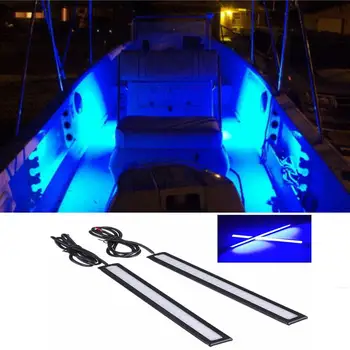 2X 17 cm Nepremočljiva Svetlo Modra LED Trak Kit Za Čoln Morskih Krova Notranje luči