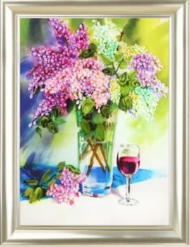 3D Lila vaza saten svila Traku vezenje handcraft rastlin cvet navzkrižno stitch DIY komplet ročno needlework wall art dekor ponudbe 0