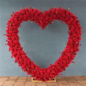 3D Rose Srce-oblike Umetno Cvetje Vrstico Poročno Dekoracijo Meri Romantično Poroko Garland za Ozadje Arch Stojalo Dekor