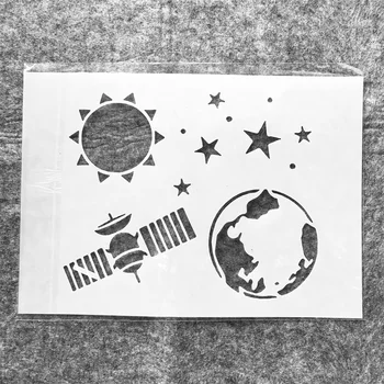 A4 29 cm Zemljo, Sonce, Satelit DIY Layering Matrice Stensko Slikarstvo Album Kolorit Reliefi Album Dekorativni Predlogo