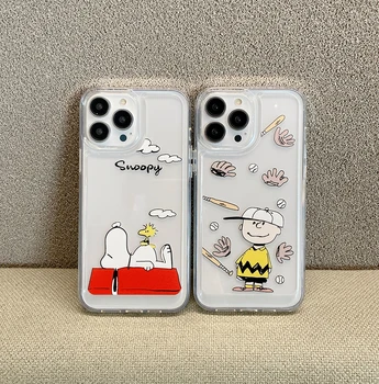 Charlie Brown in ljubek pes Snoopy Primeru Telefon Za Iphone 11 12 13 Pro Max X Xs Xr 7 8 Plus Pregleden prostor lupini Pokrov