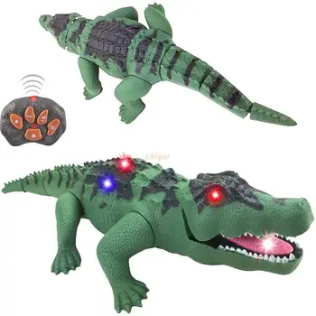 Daljinski upravljalnik Aligator Z LED Luči Hoja Rjoveč Zvok realistični Električni Krokodil RC Igrača za Otroke, Darila Za Fante, Punce
