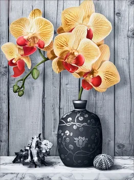 Diamond Slikarstvo Kompleti Orhideja Obrti Celoten Krog Wirh AB Vaja Cvet Vazo Nosorogovo Slike Mozaik Prodaje Dekoracijo Sten