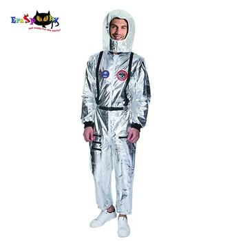 Eraspooky Moških Astronavt Astronavt Cosplay s Čelado Carnival Party Klub Tujec Srebro Fazi Obleke Halloween Kostum Za Odrasle