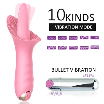 G Spot Klitorisa Vibrator Jezika Lizanje Klitoris Golicač Adult Sex Igrača za Ženske 10 Načini Vibracijska Vaginalni Orgazem seks igrače massager 1
