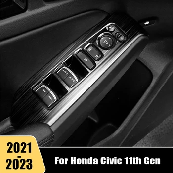 Iz nerjavečega Jekla Za Honda Civic 11. gen 2021 2022 2023 Avtomobilska Vrata, Okno za Preklapljanje Gumbi Zajema Armrest Plošča Notranja Oprema