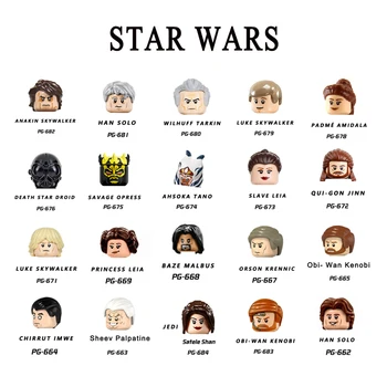 Jedi Anakin Luke Skywalker Mace Windu Qui-Gon sl Obi-Wan Kenobi Sestavljanje gradnikov Opeke Številke PG657-PG684 Igrače
