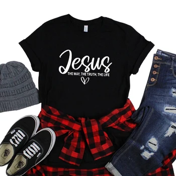 Jezus Je Pot, Resnica Življenja Verske Majice S Kratkimi Rokavi Ženske Bombaž Motivacijske Oblačila Velikonočni Tshirts Pismo Verz Dropshipping 4