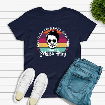 Johnny Depp T-shirt Ohraniti Mirno Imajo Mega Pint Majica s kratkimi rokavi Ženske Grafični T Srajce za Pravosodje Johnny T-Shirt Kratek Rokav Vrhovi Tees 3