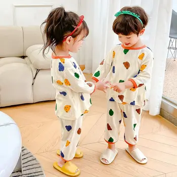 Korejski otroške Pižame Poletje Moških In Žensk, Otrok Bombaž Domov Oblačila Otroška Risanka Srednji Rokav Sredini Hlače Zraka