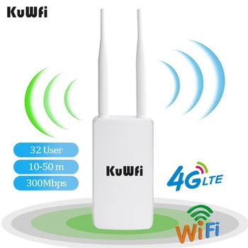 KuWFi 4G WiFi Usmerjevalnik 300Mbps Brezžični Dolge razdalje, WiFi Range Extender Odklenjen na Prostem Nepremočljiva LTE Usmerjevalnik S Sim Kartico 0