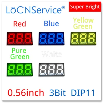 LoCNService 30PCS 0.56 Palčni Digitalni Cev LED Zaslon 3 Bit Rdeča Rumena Zelena Modra Bela Skupno Anodo / Katodo 7 Segment 0.56 palčni 0