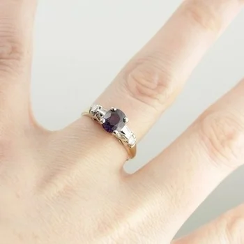 Luksuzni lepe Vijolične barve Diamant udejstvovanje žensk poroko ljubezen prstan velikost 6-10 3