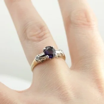 Luksuzni lepe Vijolične barve Diamant udejstvovanje žensk poroko ljubezen prstan velikost 6-10 4