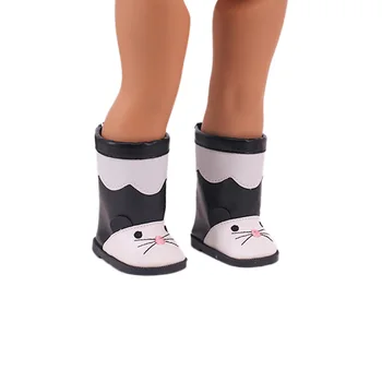 Lutka Čevlji Visoki Škornji Cat/Panda Vzorec Dež Čevlji Za 18 Inch Ameriški Lutka Dekle je 43 Cm novorojenčka Generacije, Oblačila, Darila 4
