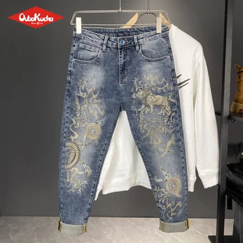 Moda zc9249 Moške Jeans 2022 vzletno-pristajalne Steze Luksuzni Evropskega Modela stranka slog moška Oblačila