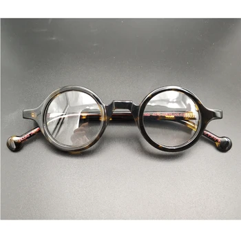 Moške retro majhne okrogle očala okvir, visoko kakovostni retro acetat optičnih očal pregleden objektiv obravnavi očala ženske 0