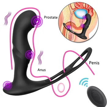 Moški Prostate Massager Vibrator Iz Silikona, Buttplug Analni Čep, Vibrator Zamudo Izliv Obroč Butt Plug Vibrator Sex Igrača Za Moške 0