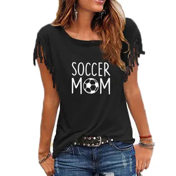 Nogomet Mama Tiskanja Ženske Tshirt Bombaž Priložnostne Smešno Majica s kratkimi rokavi Za Dama Dekle Top Tee NA-289 1