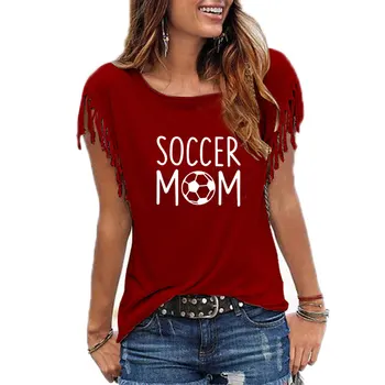 Nogomet Mama Tiskanja Ženske Tshirt Bombaž Priložnostne Smešno Majica s kratkimi rokavi Za Dama Dekle Top Tee NA-289 2