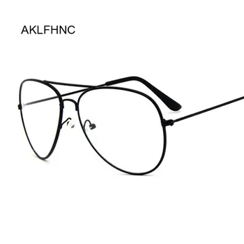 Nove Oblikovalec Pilotni Ženske Očala, Optično Okvirji Kovinski Okvir Očal Jasno Objektiv Eyeware Črna Srebrna Zlata Oči Stekla