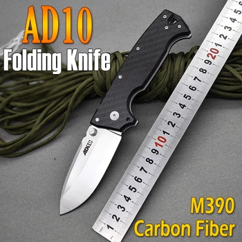 Ogljikovih Vlaken AD10 M390 Rezilo Prostem Multi-Funkcijo Žep Kampiranje Lovski Nož EOS Taktične Orodja Folding Nož
