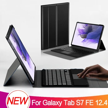 Ohišje Za Samsung Galaxy Tab S7 FE LTE 12.4 2021 SM-T735C SM-T735 T736 T730 Tablet Bluetooth Tipkovnico Pokrov Primeru Lupini 0