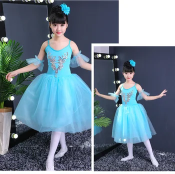 Otroci Klasični Balet Tutu Otrok Swan Lake Kostume Bela Ballerine Obleko Dolgo Til Balet Obleko Dekleta Dvorana Plesno Obleko 1