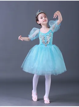 Otroci Klasični Balet Tutu Otrok Swan Lake Kostume Bela Ballerine Obleko Dolgo Til Balet Obleko Dekleta Dvorana Plesno Obleko 3