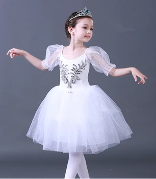 Otroci Klasični Balet Tutu Otrok Swan Lake Kostume Bela Ballerine Obleko Dolgo Til Balet Obleko Dekleta Dvorana Plesno Obleko 4