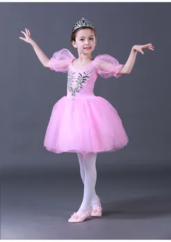 Otroci Klasični Balet Tutu Otrok Swan Lake Kostume Bela Ballerine Obleko Dolgo Til Balet Obleko Dekleta Dvorana Plesno Obleko 5