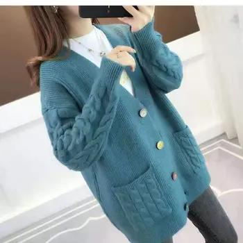 Padec 2021 jeseni žensk nove Vroče prodajo pridelka vrh pulover jopico ženske korejski moda netred priložnostne pletene dame vrhovi Ay215