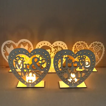 Poroka Srce Lesene G. Gospa Obesek Tabela Dekoracijo LED Svetloba Sveče svate Potrebščine Za Odrasle Uslug dekor 11. junij