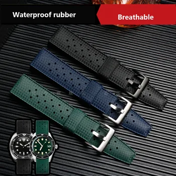 Premium Razred Tropic Gume Watchband 20 mm 22 mm Za seiko SRP777J1 Novo jermenčki za Potapljanje Nepremočljiva Zapestnica Črna modra Barva 1