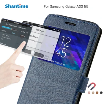PU Usnje Primeru Telefon Za Samsung Galaxy A33 5G Flip Primeru Za Galaxy A33 5G View Window Knjige v Primeru Mehko TPU Silikon Zadnji Pokrovček