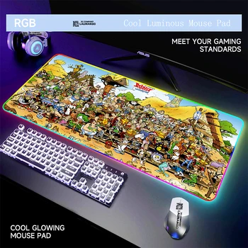 RGB Računalniška Miška Ploščica Gaming Mat Asterix Pc Gamer Desk Anime Preproge Mousepad Mausepad Velike Ozadja Mause Alfombrilla Xxl Ковер 0