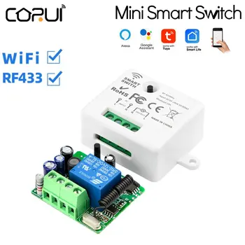 Tuya 10A Mini Smart Stikalo CoRui Wifi+RF433 Inteligentni Stikala Modul Podpiranje Daljinsko Glasovni Nadzor Z TUYA googlova Domača stran Alexa 0