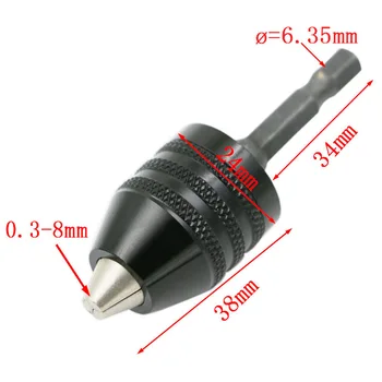 Univerzalni 0.3 - 8 mm 1/4 Palca Hex Kolenom brez ključa Vrtalne Vpenjalne Sveder Hitro Spremembo Converter Izvijač Vpliv Voznik Adapter 3