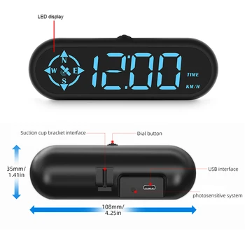 Univerzalni G9 merilnik Hitrosti LED HUD Alarm prekoračitev hitrosti Mini Z GPS Kompas Heads Up Display 1