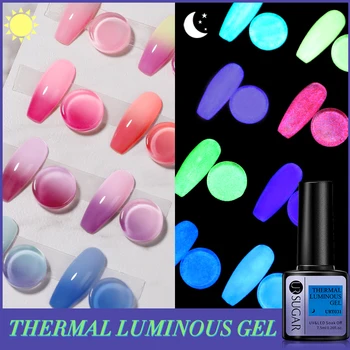 UR SLADKORJA za 7,5 ml Lumious Termalni Gel za Nohte, Temperatural Spreminjanje Gel UV-LED Lučka Sveti V Temno Nail Art Gel za Nohte 0